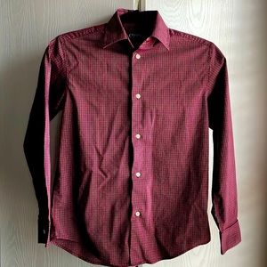 Chaps Boys Button Down Shirt Size 10/12 Stretchy Red/Blue